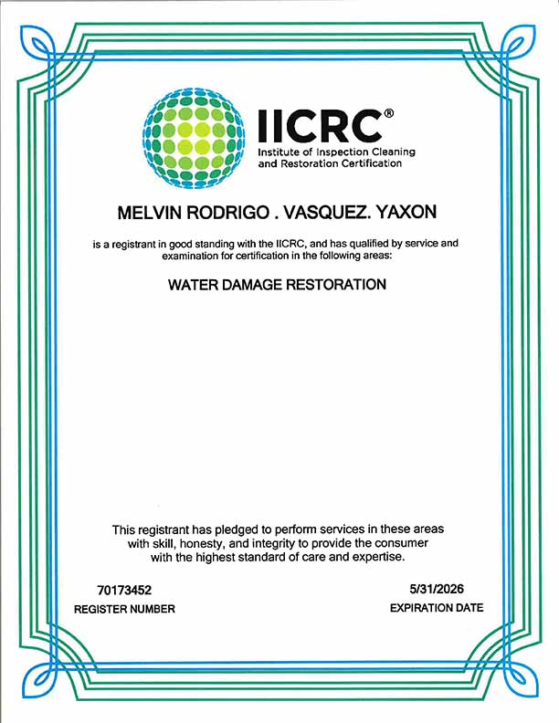 Rodrigo Vasquez IICRC License